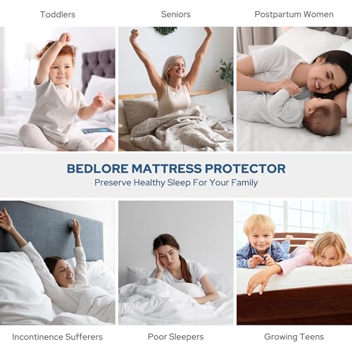Grey Waterproof Mattress Protector Full Size Deep Pocket Fit Washable Bedlore