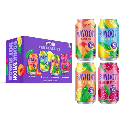 Sugar Free Iced Tea Variety Pack - Lemon, Raspberry, Peach & Half & Half Flavors, Low Carb & Keto-Friendly, 12 Fl Oz (Pack of 12)
