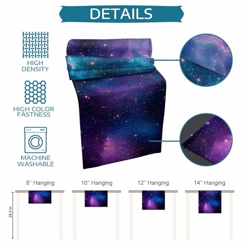 Starry Sky Space Galaxy Table Runner 13x120 Inches - Celestial Linen Burlap Decor