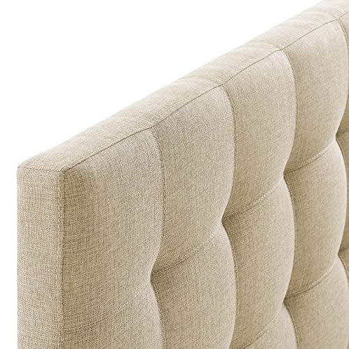 Queen Linen Tufted Upholstered Headboard - Beige, Adjustable Height