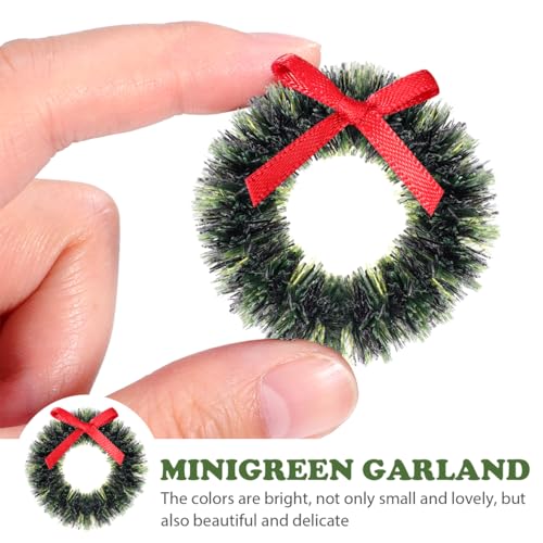 DOITOOL 60 Pieces Mini Christmas Wreaths with Bows Miniature