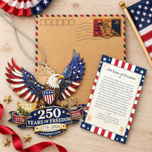 250th Anniversary USA Ornament - Patriotic Bald Eagle Acrylic Christmas Keepsake