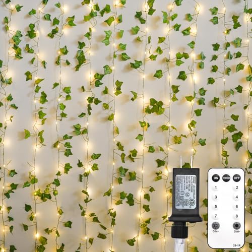 Vine Lights for Bedroom - 200 LED Ivy Curtain Lights Plug-In with Remote - Variation of Ivy / Plug In-200led