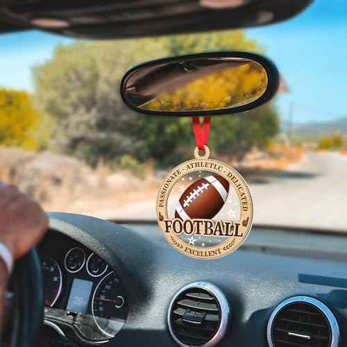 Football Ornaments for Christmas Tree, Football Christmas 2 Layer Wood & Acrylic Ornament for Boy Girl Gifts, Sport Christmas Ornament 2025