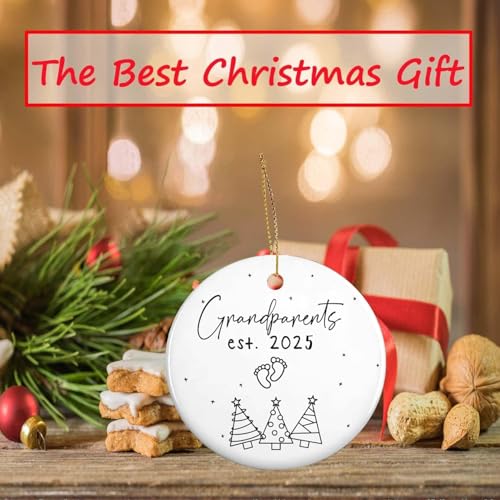 Grandparents' First Time Gifts - Grandma & Grandpa Ornament - Ceramic Christmas Ornament 2025