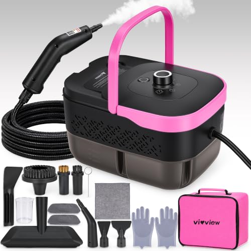 Pink Portable Handheld Steam Cleaner - Lightweight Multi-Purpose Home & Car Cleaning