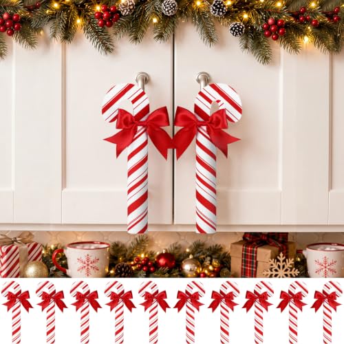 Christmas Candy Cane Cabinet Handle Covers Set - Festive Kitchen Decor, 10 Pack