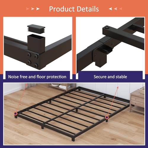 Nailsong 3-Inch Low Profile Queen Bed Frame - Sturdy Metal Platform