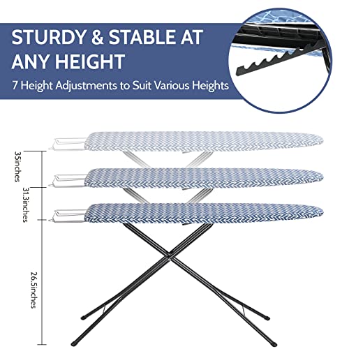 APEXCHASER Blue Full Size Foldable Ironing Board 43x13, Adjustable Height