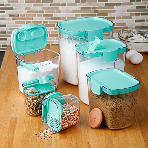 Turquoise 6-Piece Baking Ingredient Storage Canister Set with Accessories