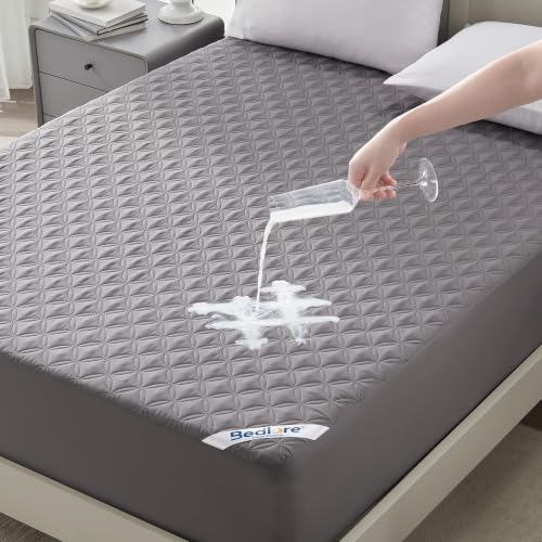 BEDLORE Waterproof King Mattress Protector Gray Deep Pocket Fit Washable
