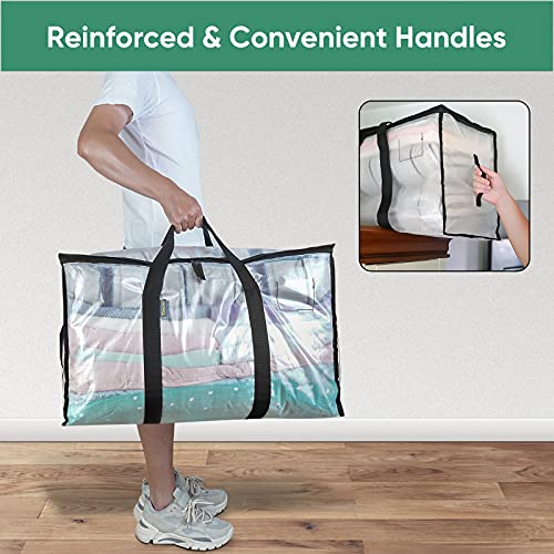 8-Pack Oversized Moving Bags with Reinforced Handles - Heavy-Duty Storage Tote for Clothes & Moving Supplies - Clear