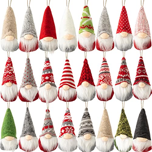 Vinsot 24 Pcs Christmas Hanging Gnome Ornaments Bulk - Cute Holiday Tree Decor