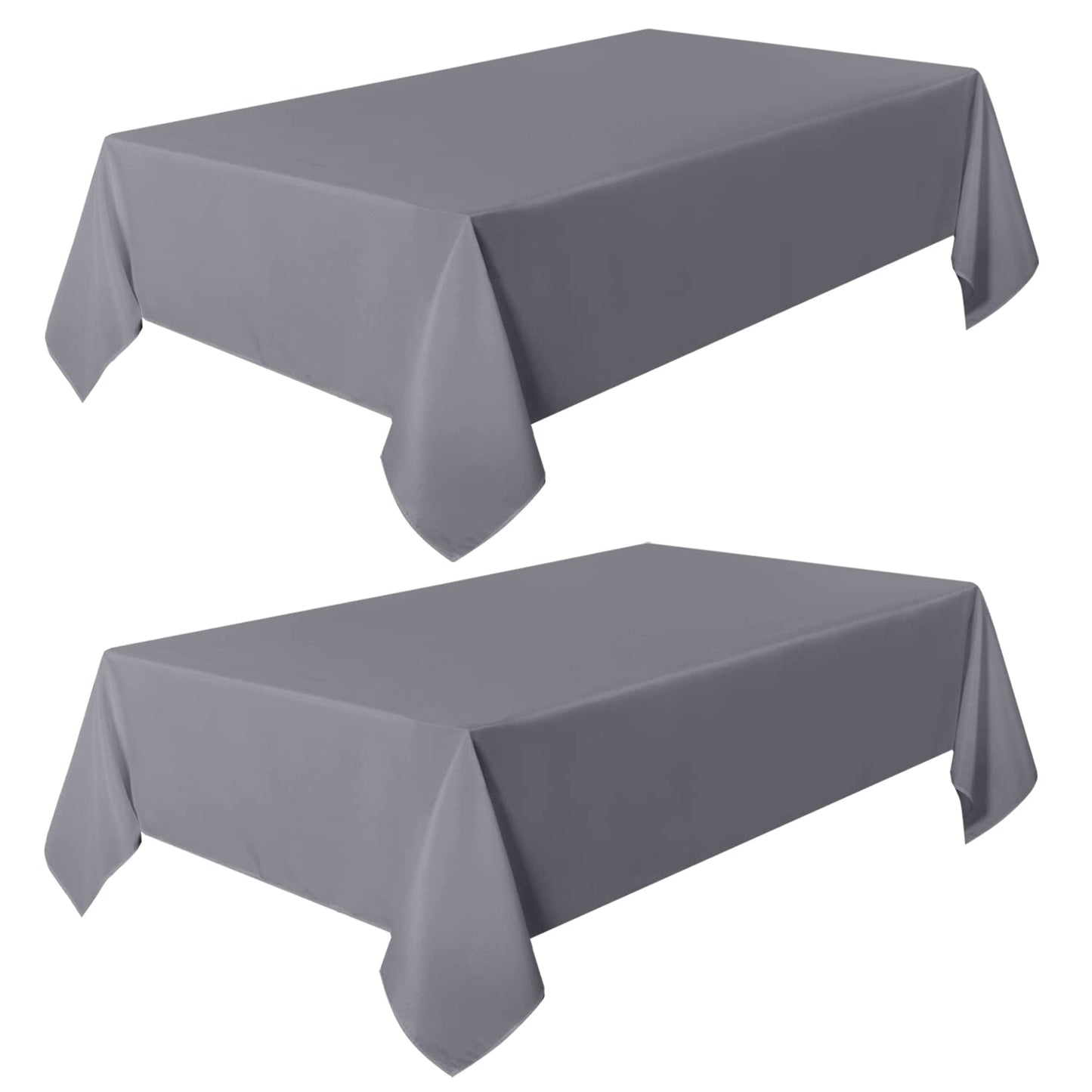 sancua 2 Pack Light Grey Tablecloth 60 x 84 Inch, Rectangle 4 Feet Table Cloth - Stain and Wrinkle Resistant Washable Polyester Table Cover for Dining Tables, Buffet Parties and Camping