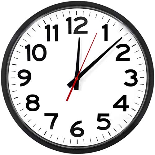 14-Inch Atomic Wall Clock - Black, Easy-to-Read, Indoor/Outdoor