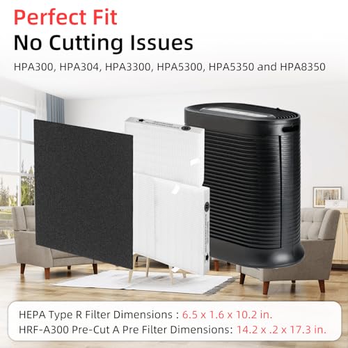 APPLIANCEMATES HPA300 Replacement HEPA R & Activated Carbon Pre-Filter Kit - 6 R Filters & 8 A Pre-Filters for Honeywell HPA300 Series Air Purifiers
