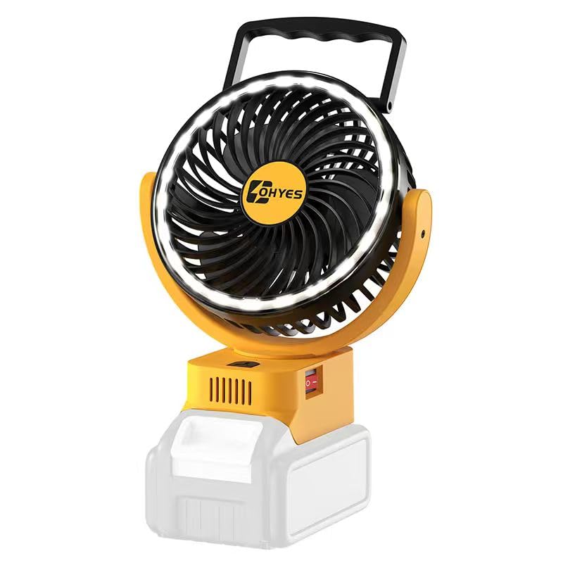 ohyes 5-Inch Jobsite Fan for DeWALT 20V Max Battery, Portable with 3-Speed & USB Charging