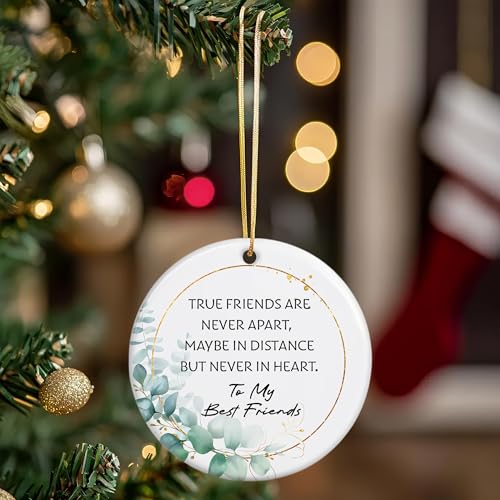 True Friends Christmas Ornament, Long Distance Friendship Ceramic