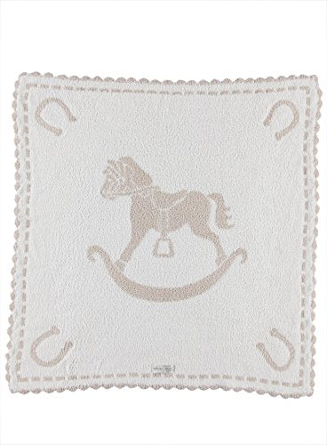 Baby Receiving Blanket 30x32 Microfiber CozyChic Scalloped Design - Stone & White