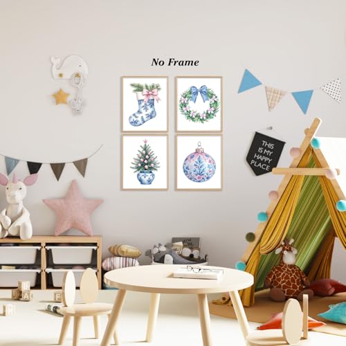 Boat Wades Chinoiserie Christmas Wall Art Prints Set of 4, Unframed 8x10 (Variation: Chinoiserie3)