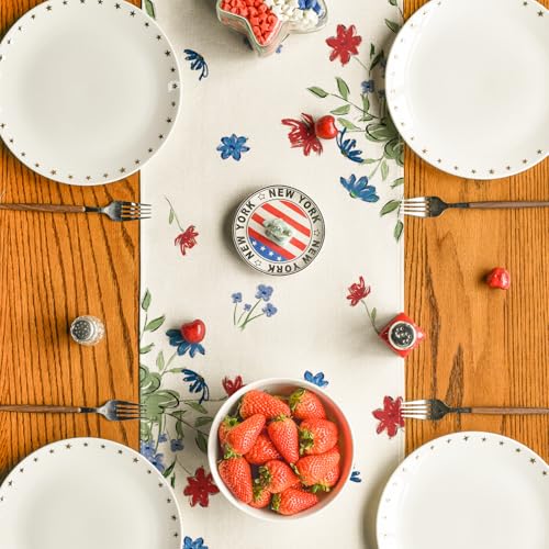 Artoid Mode 13x48in Cross Star Floral 4th of July Table Runner