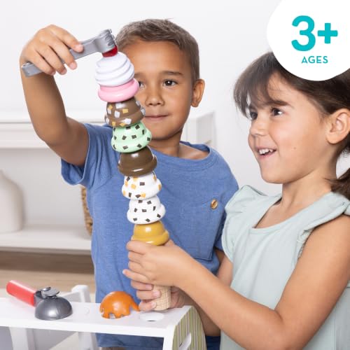 Melissa & Doug Wooden Scoop & Serve Ice Cream Counter - Pretend Play Kitchen, 28 Toy Food & Accessories, Main