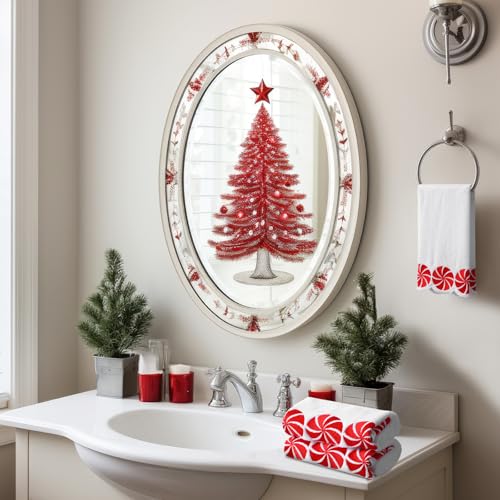 VitalCozy Christmas Peppermint Candy Hand Towels 3-Pack - Festive Cotton Decor