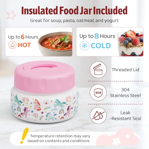 Kids Bento Lunch Box Set with Thermo Food Container & Utensils - White-Horse