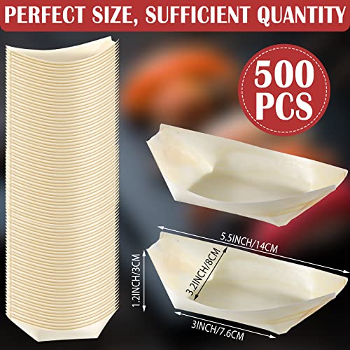 Disposable Bamboo Sushi Boat Plates - 500 Pack for Appetizers & Party Events