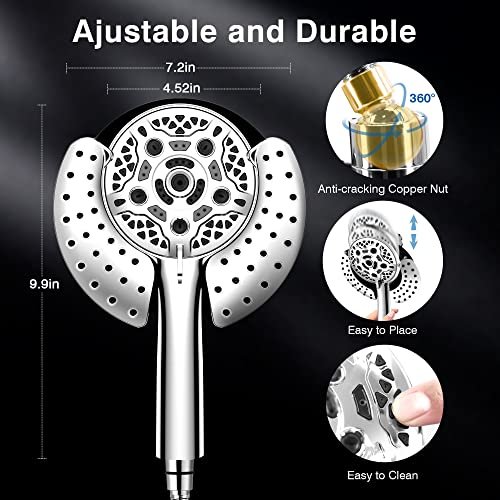 2-in-1 Shower Head with Handheld Combo - Silver Round, 2.5 GPM High Pressure