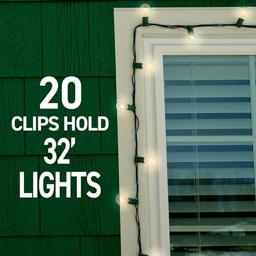 Command Outdoor Light Clips 64-Pack - Damage-Free Clear Hooks & Strips for Hanging Lights