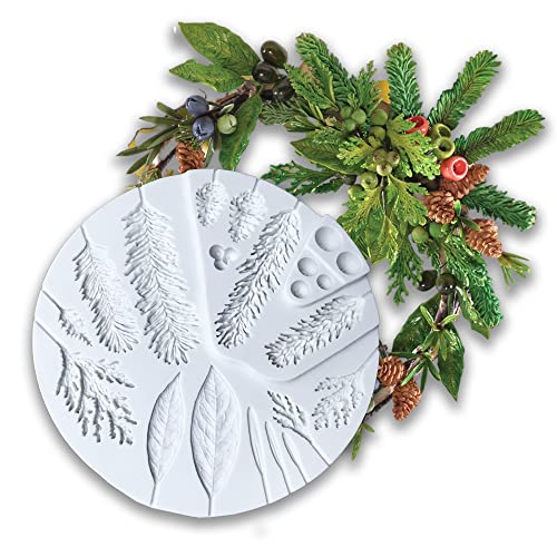 Cestony Christmas Foliage Pine Cone Silicone Mold for Fondant, Cookies & Candies