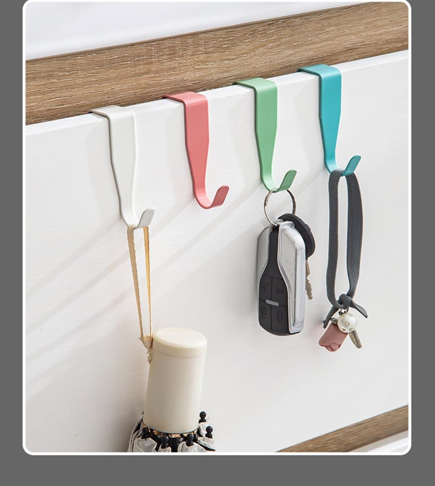 eywlwaar Over The Cabinet Door Hooks Door Hanger 4Pack Single Hook（Thickness Over 0.8Inch is Not Suitable）