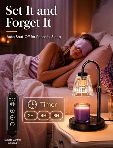 Girece Black Plate Candle Holder with Warmer, Timer & Dimmer - 5.9in