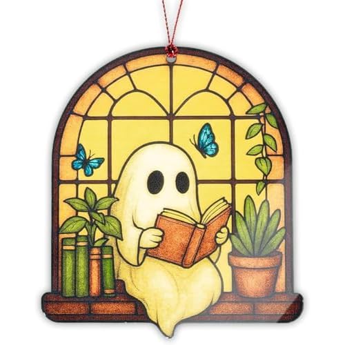 Spooky Gifts, Book Ornament, Ghost Reading Book Decoration, Spooky Christmas Decor 2025, Cute Ghosts Decor, Reading Ghost Ornament, Ghost Gifts for Women, Unique Ghost Decorations