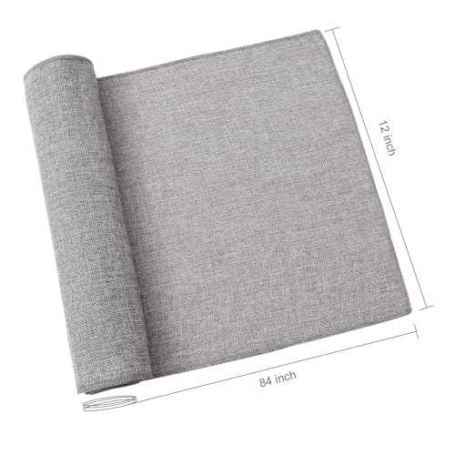 B-COOL 2 Packs Burlap Table Runners Natural Gray Table Runner for Party Dining Rustic Wedding Rectangular Fall Thanksgiving Table Decoration 12x84inch