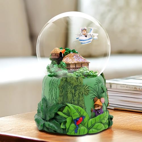 Rainforest Exploration Snow Globe with Moving Airplane & Music - Mouse Adventure Theme