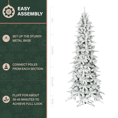 6.5-Ft Slim Mountain Pine Flocked Christmas Tree with Stand — Fraser Hill Farm