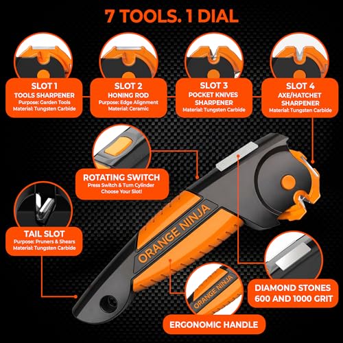 Orange Ninja 7-in-1 Garden & Knife Sharpener - Small