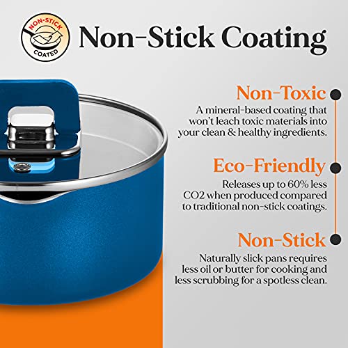 NutriChef Kitchenware Cookware, Non-Stick Pans, and Pots with foldable Knob, Space Saving, Stackable, Nylon -Tools, Induction Base, Brown, 17-Pc Set