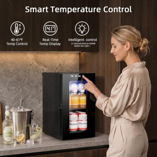 Antarctic Star Black 10L Mini Beverage Fridge with Digital Temperature Control