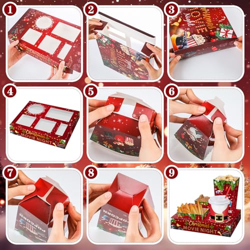 Christmas Movie Night Snack Tray Set Snow - 24 Sets with Cups & Accessories