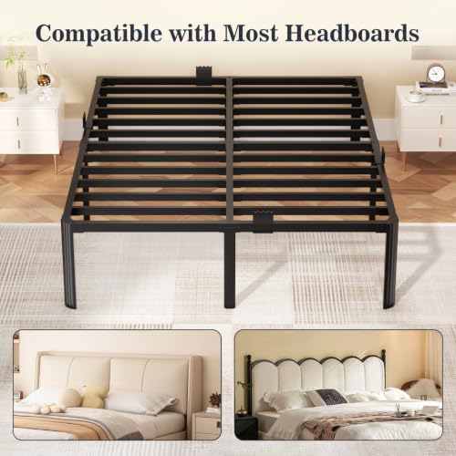 Black Full Metal Bed Frame 18 Inch Heavy Duty Platform No Box Spring Needed