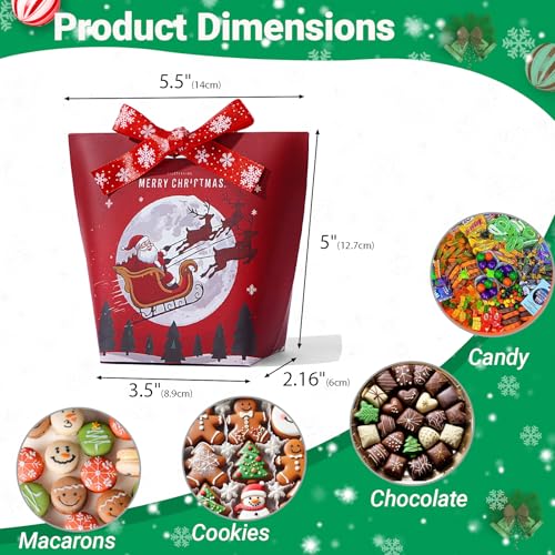 24PCS Christmas Treat Boxes with Ribbons - Festive Holiday Gift Packaging
