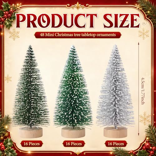 Sumind 48 Pcs Mini Bottle Brush Christmas Trees