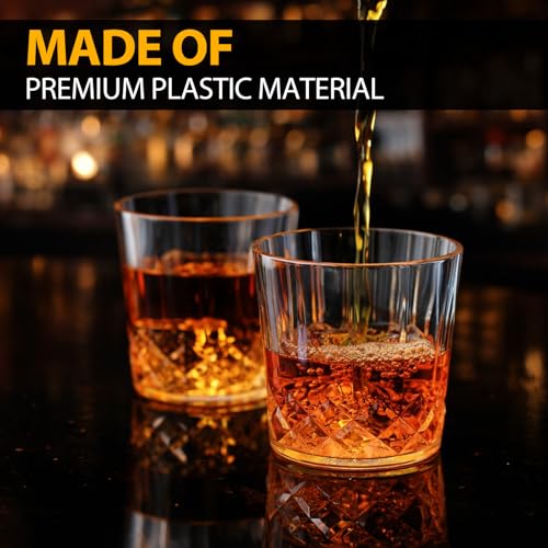 60 Pcs 10 oz Clear Plastic Whiskey Glasses - Shatterproof & Elegant Set