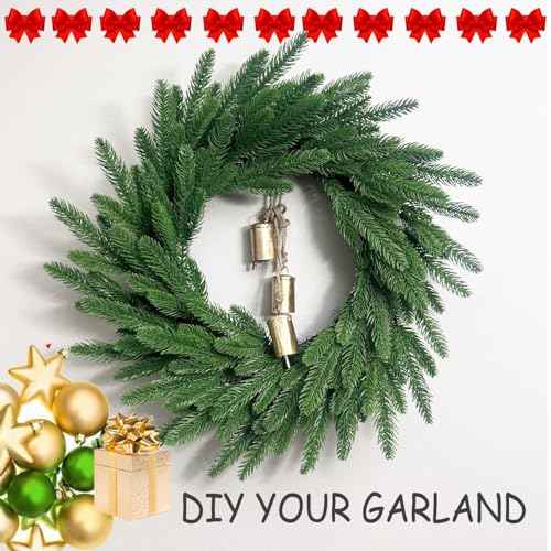 Artificial Pine Branches Christmas Greenery Plants Pine Needles DIY Cedar Picks and Sprays Accessories for Christmas Garland Wreath Craft and Home Decor (20)