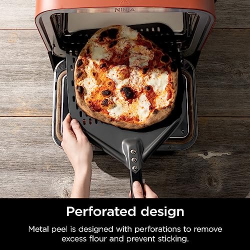 16.69 Inch Perforated Pizza Peel for Ovens - Aluminum, Grey/Black - Outdoor Cooking Accessory