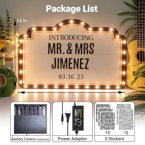 20in Warm White Personalized Wedding Bottle Service LED Marquee Sign for Reception