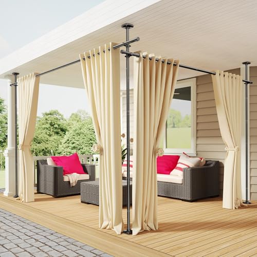 SUNALLY No Drilling Room Divider Curtain Rod - Adjustable Wall Divider, Black, 28-140 Inch Variation of Black / 28-140 inch